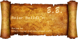 Beier Belián névjegykártya